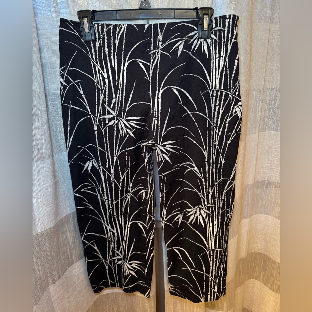 Talbots Black Cropped Pants with White Bamboo Print - Picture 7 of 7